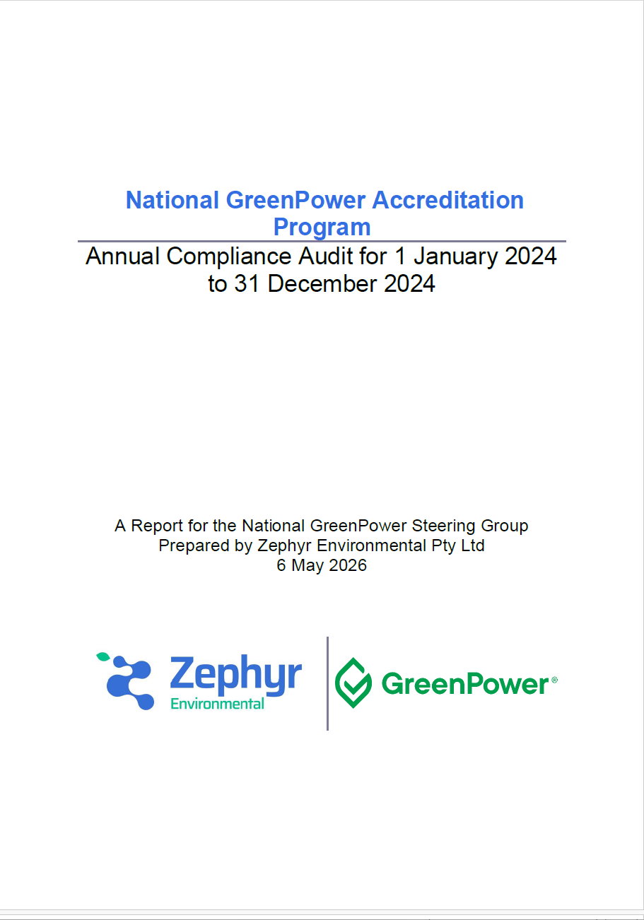 National GreenPower Accrediation Program - Annual Compliance Audit for 1 January 2024 to 31 December 2024