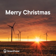 Merry Christmas 2020 with image of wind farm