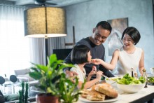 Family sharing dinner