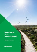 Image of wind turbines on horizon as title page for report