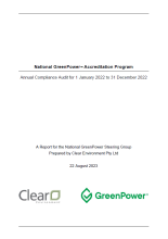 Cover page of Annual Audit report 2022 showing title and the GreenPower and Clear Environment logo