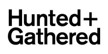 Hunted + Gathered black logo text on white background