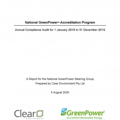 2019 GreenPower Annual Audit Report title page